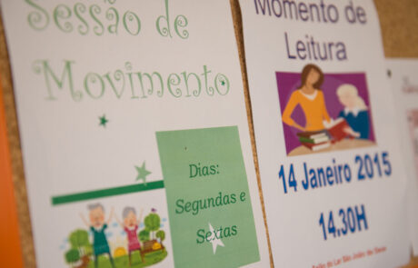 Flyer da sessão de movimento e flyer do momento de leitura